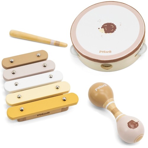 Zestaw instrumentów muzycznych VIGA PolarB z jeżykiem — pastelowe, lakierowane drewno dla najmłodszych