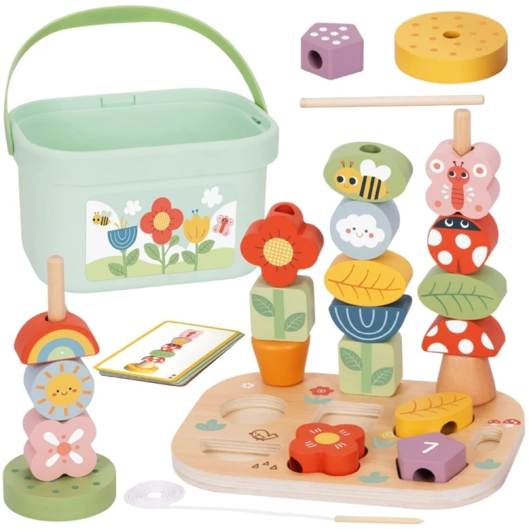 Box edukacyjny 5 w1 Magiczny Ogród TOOKY TOY — drewniany zestaw Montessori z kolorowymi elementami