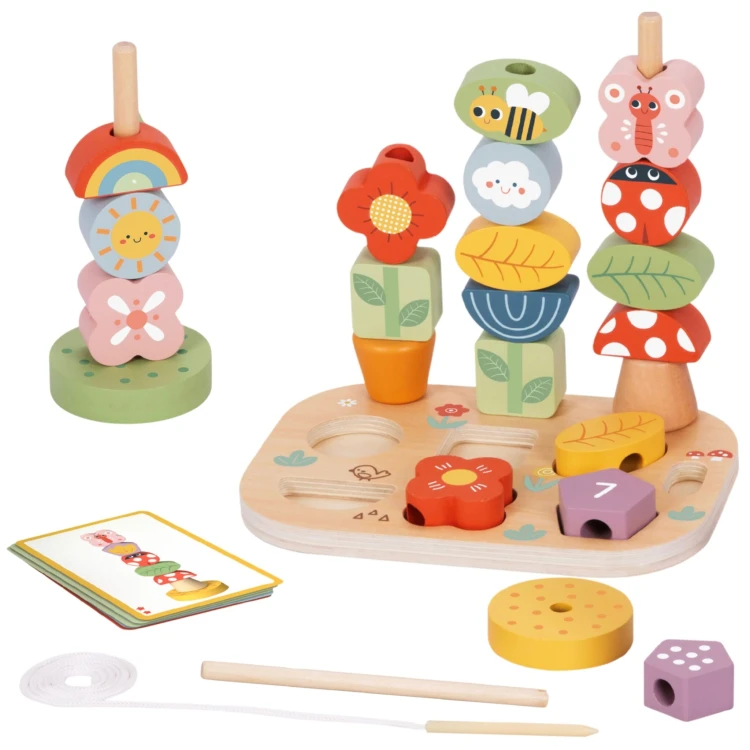 Drewniany box edukacyjny Magiczny Ogród — moduły do sortowania i układania kształtów marki TOOKY TOY