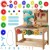 Drewniany warsztat Montessori STEM MASTERKIDZ 55 - widok z góry na panel z otworami i akcesoriami