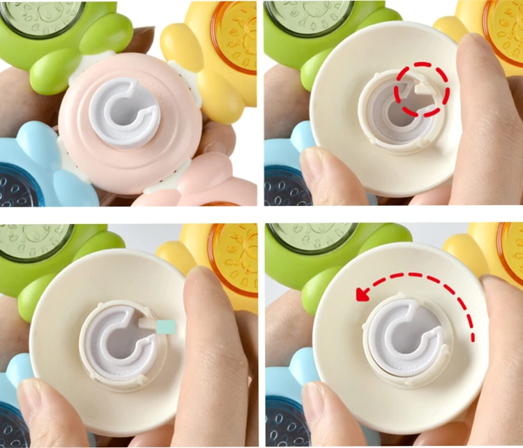 Pszczoła spinner WOOPIE BABY — mechanizm obrotowy widoczny na białym tle, detal ruchomej osi