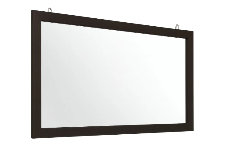 Czarne lustro logopedyczne 140x60 cm z widoczną ramą 6 cm; przeznaczone do gabinetów logopedycznych i ćwiczeń szkolnych.