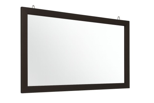 Czarne lustro logopedyczne wiszące 170×60 cm z widoczną ramą MDF szerokości 6 cm, ujęcie z przodu