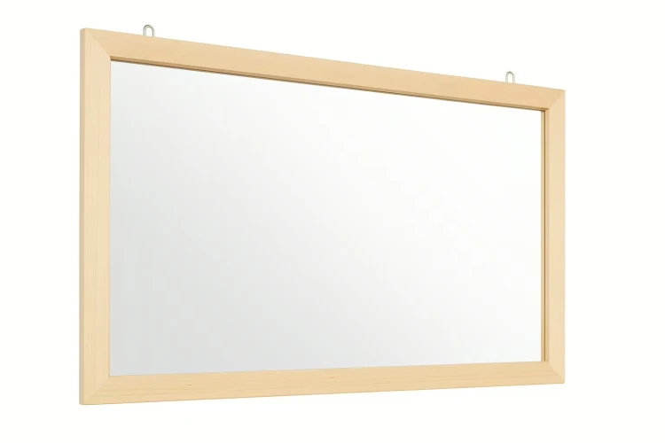 Lustro logopedyczne KLON 100×50 cm ustawione pionowo w gabinecie, rama MDF pokryta folią, tafla podklejona folią zabezpieczającą
