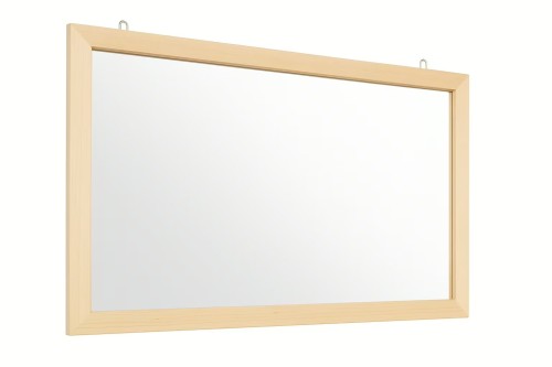 Lustro logopedyczne 70x40 cm z ramą 5 cm; widok frontowy tafli i detalu ramy z listwy MDF