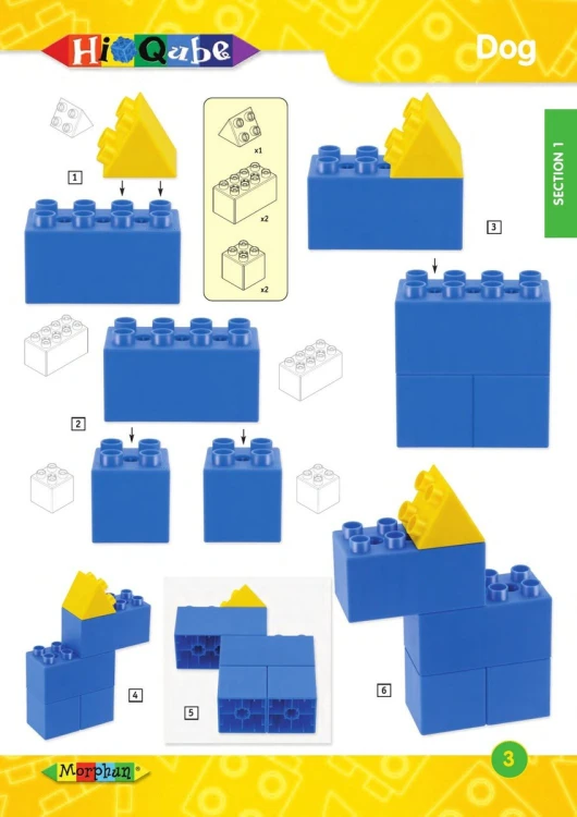 Ilustracja z publikacji przedstawiająca przykład zastosowania różnych kształtów elementów Hi‑Qube w jednej konstrukcji.