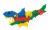 Przykładowy model krokodyla z zestawu Gearphun z widoczną ruchomą szczęką i osiami napędowymi.