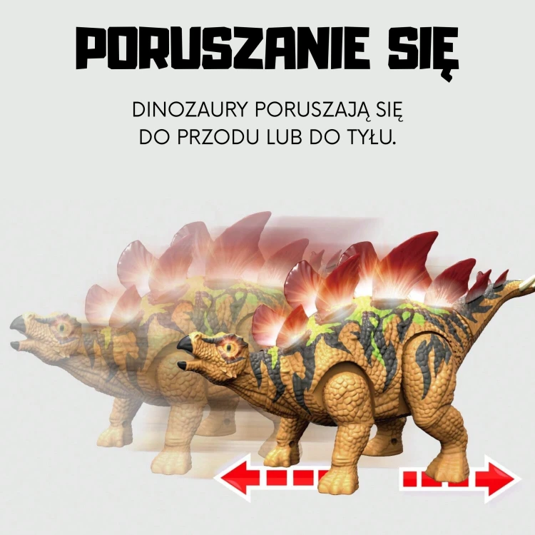 Stegozaur RC Woopie z widocznym portem ładowania i oznaczeniami technicznymi na spodzie