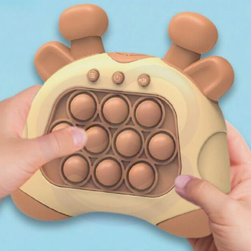 Widok z przodu żyrafki POP IT WOOPIE — panel z wypustkami do naciskania i ergonomiczny kształt