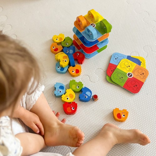 Widok z góry na planszę gry Słonik na Słoniku WOOPIE GREEN — elementy i kolorystyka