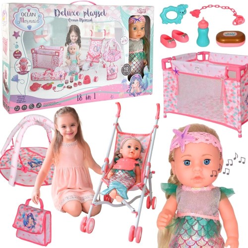 Lalka Bobas 36 cm WOOPIE ROYAL 48 — syrenka interaktywna w zestawie XXL z akcesoriami opiekunki