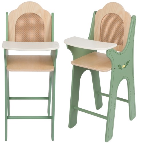 Drewniane krzesełko vintage do karmienia lalek CLASSIC WORLD 50 — widok z przodu, eleganckie wykończenie