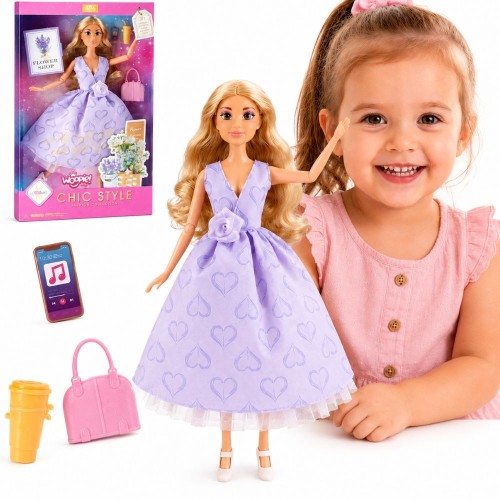 Lalka Lily 30 cm WOOPIE ROYAL w lawendowej sukni, długie blond włosy i dołączone akcesoria