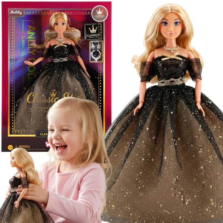 Lalka Lily 30 cm WOOPIE ROYAL w czarnej sukni balowej, z długimi blond włosami