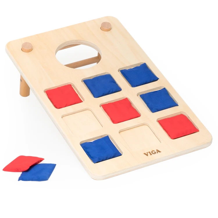 Gra zręcznościowa 2w1 Kółko i Krzyżyk + Cornhole Viga — komplet do rzutów i rozgrywki