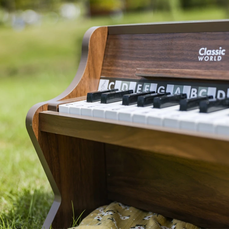 Boczny profil pianina klasycznego CLASSIC WORLD — widoczne wykończenie obudowy i ergonomia klawiatury