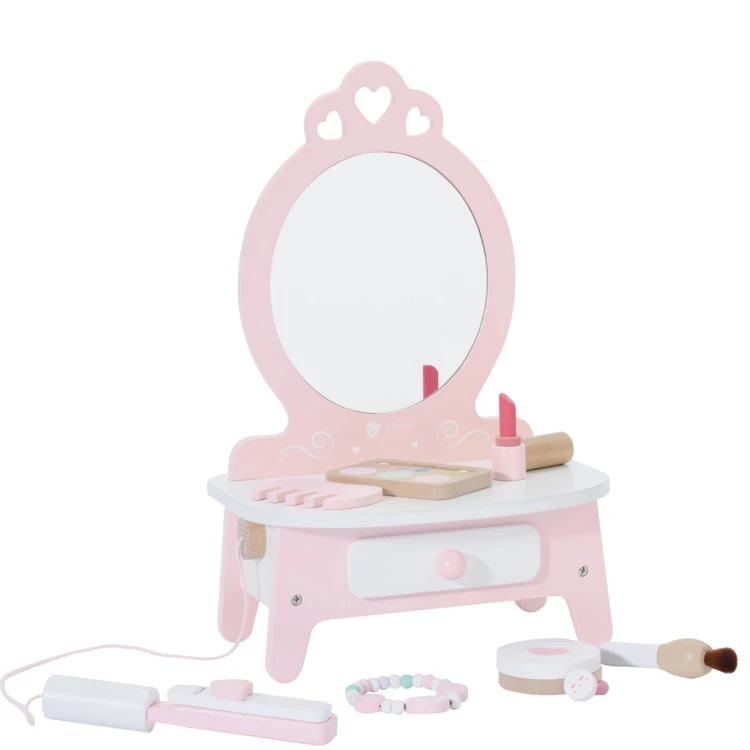 Zbliżenie na gałki i zawiasy toaletki CLASSIC WORLD — jakość wykończenia i widoczna struktura drewnianej powierzchni
