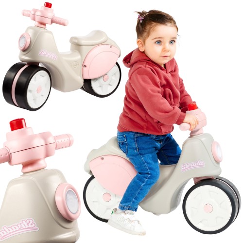 Jeździk Scooter Strada FALK — widok z boku, retro styl i ciche opony, przeznaczony dla dziewczynki
