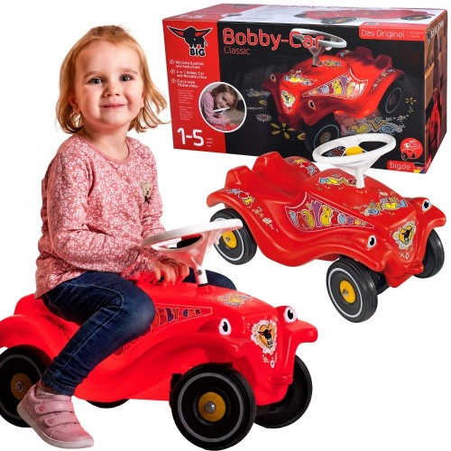 BIG Jeździk Bobby Car Classic z klaksonem — widok z przodu z podświetlanym panelem