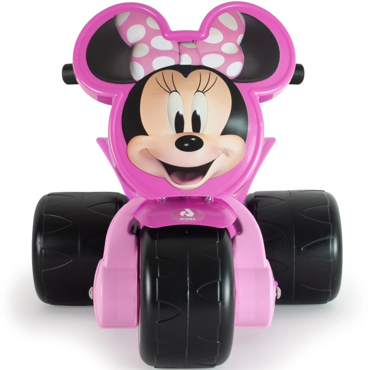 Tylne koła i przestronna skrzynka na zabawki widoczne z tyłu jeździka Myszka Minnie Samurai 6V