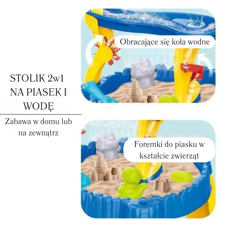 Krzesełko przy stoliku wodnym WOOPIE — profil siedziska i stabilne mocowanie widoczne z boku