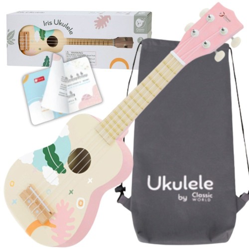 CLASSIC WORLD drewniane ukulele dla dzieci w różowym wykończeniu — widok całego instrumentu