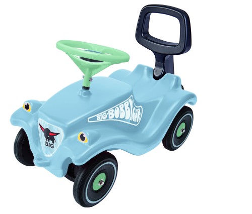 Jeździk Bobby Car Classic BIG w błękitnym wydaniu — widok całego pojazdu i ergonomiczne siedzisko