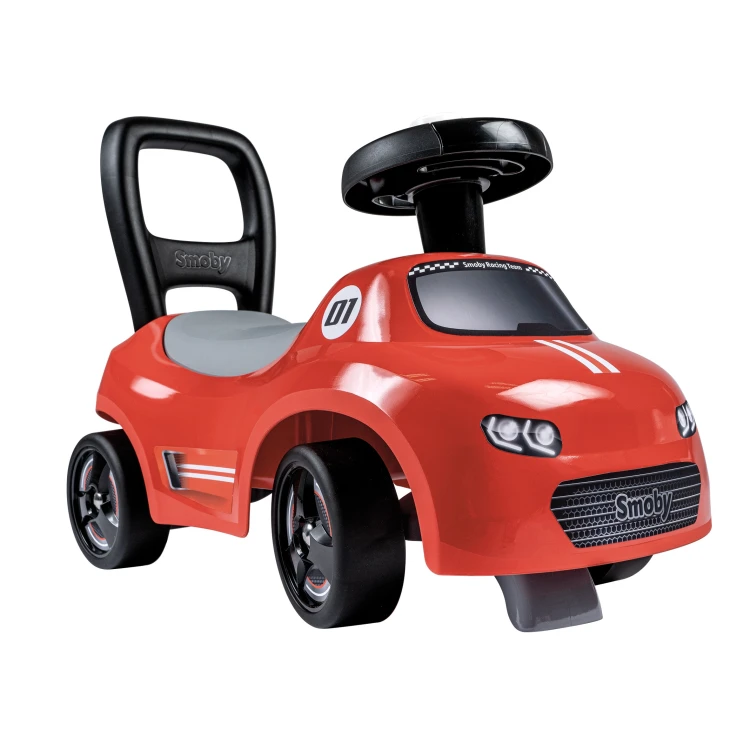 Tył jeździka Smoby Ride-On — uchwyt do przenoszenia, stabilna konstrukcja i połączenia elementów widoczne pod kątem