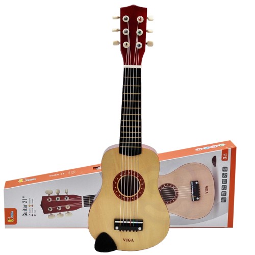Drewniana gitara dla dzieci 21 cali 6 strun marki 89 - widok frontalny korpusu i otworu rezonansowego