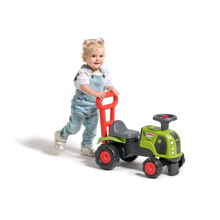 Jeździk z tylną przestrzenią ładunkową — otwarta skrzynka i uchwyty w modelu Baby Claas Arion 470 FALK