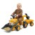 Jeździk Traktor Komatsu FALK z łyżką i przyczepą — widok 3/4 pokazujący całą konstrukcję i kolorystykę