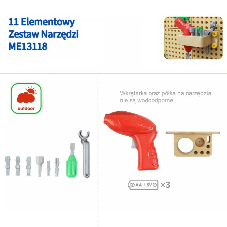Detail etykiet i oznaczeń elementów — zbliżenie kolorowych naklejek na częściach MASTERKIDZ 55 do tablicy