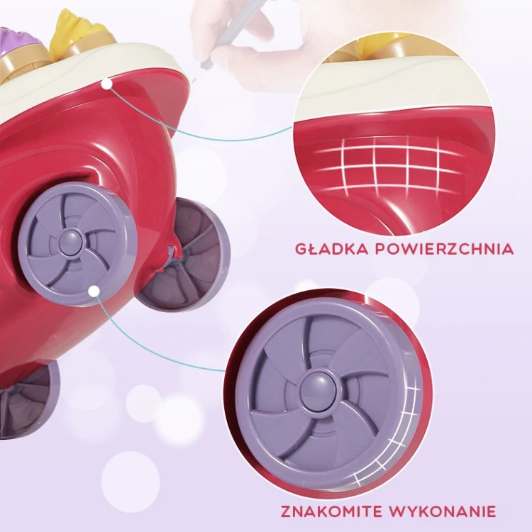 Wnętrze stoiska WOOPIE — magazyn na akcesoria i talerzyki z pokazanymi rozłożonymi półkami