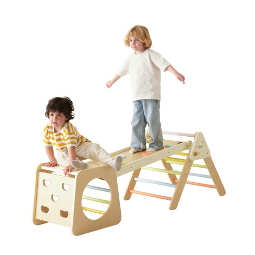 Drewniany zestaw Wspinaczkowy Trójkąt Montessori 5w1 CLASSIC WORLD — komplet do zabawy i ćwiczeń w domu