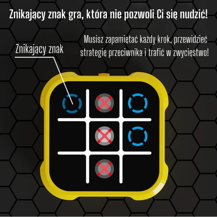 Zbliżenie na panel WOOPIE — przyciski sterujące i ekran z widocznym polem logicznej rozgrywki