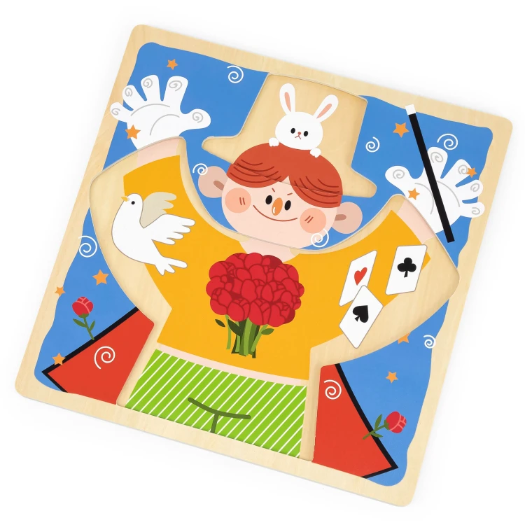 Elementy obrotowe i sensoryczne na drewnianej tablicy VIGA — inspiracja metodą Montessori