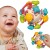 Miękka grzechotka 4w1 WOOPIE BABY - frontowy widok pokazujący całą zabawkę sensoryczną
