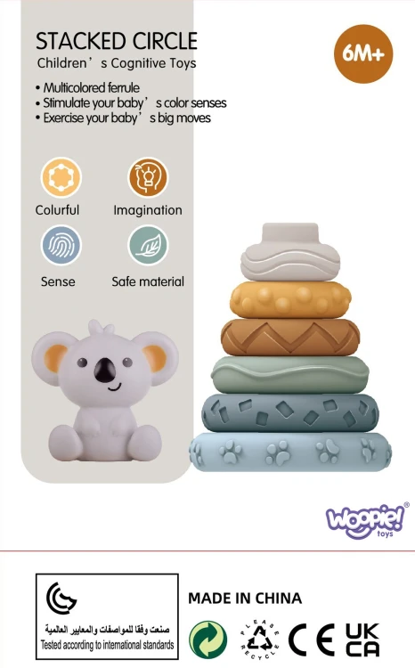 Opakowanie i etykieta z nazwą piramidki Koala — informacyjny widok przygotowany przez markę WOOPIE BABY