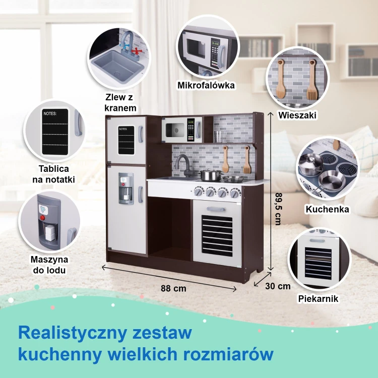Przybory kuchenne TOOKY TOY: szpatułka, łyżka cedzakowa i widelec z drewna