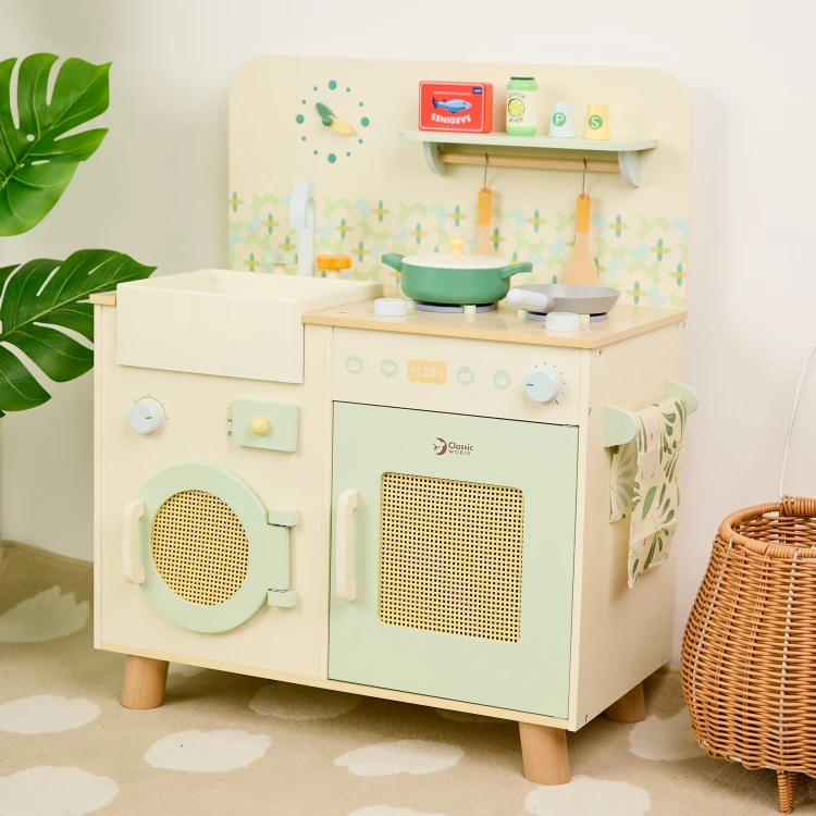 Detale pralki w kuchni XXL — drzwiczki, pokrętła i schowek na detergent w zestawie CLASSIC WORLD