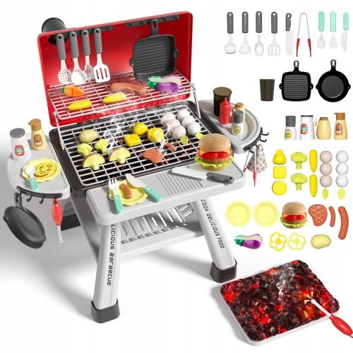 WOOPIE Grill Barbecue interaktywna kuchnia ogrodowa 48 z LED i parą — frontalny widok zestawu XL 41 el.
