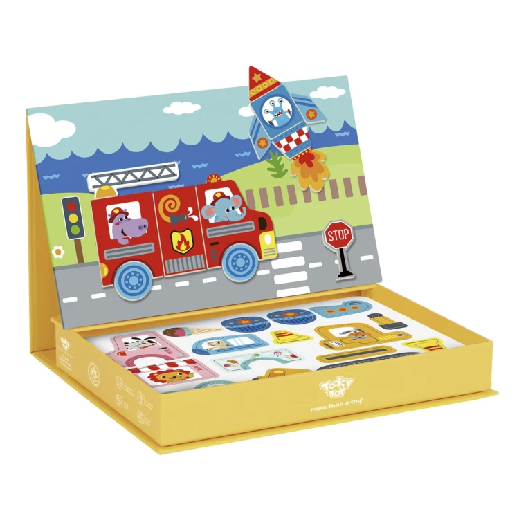 Zbliżenie na magnetyczne łączenia elementów TOOKY TOY — widoczne krawędzie i sposób mocowania