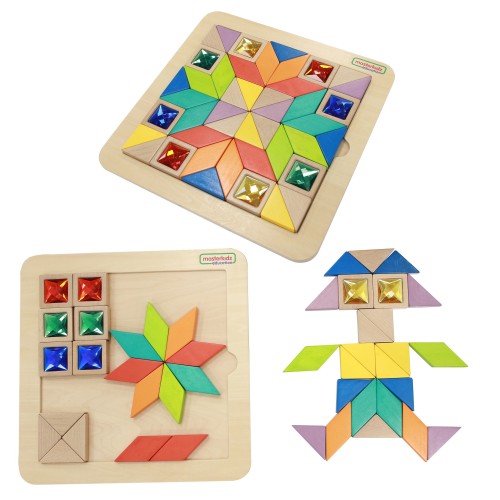 Układanka Mozaika MASTERKIDZ — kolorowe elementy tangram do nauki kształtów i rozpoznawania barw