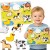 Drewniane puzzle VIGA — układanka Montessori 2w1 z figurkami farmy, widok całego zestawu na jasnym tle