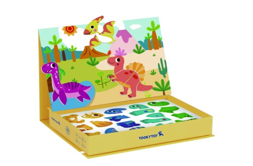 Układanka magnetyczna Dinozaury TOOKY TOY — kolorowa plansza z ruchomymi elementami do łączenia