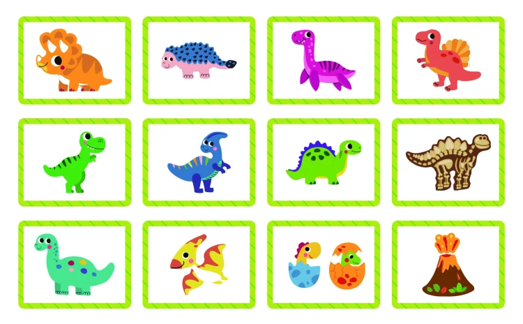 Zestaw części w tackach — segregacja magnetycznych elementów dinozaurów w układance TOOKY TOY