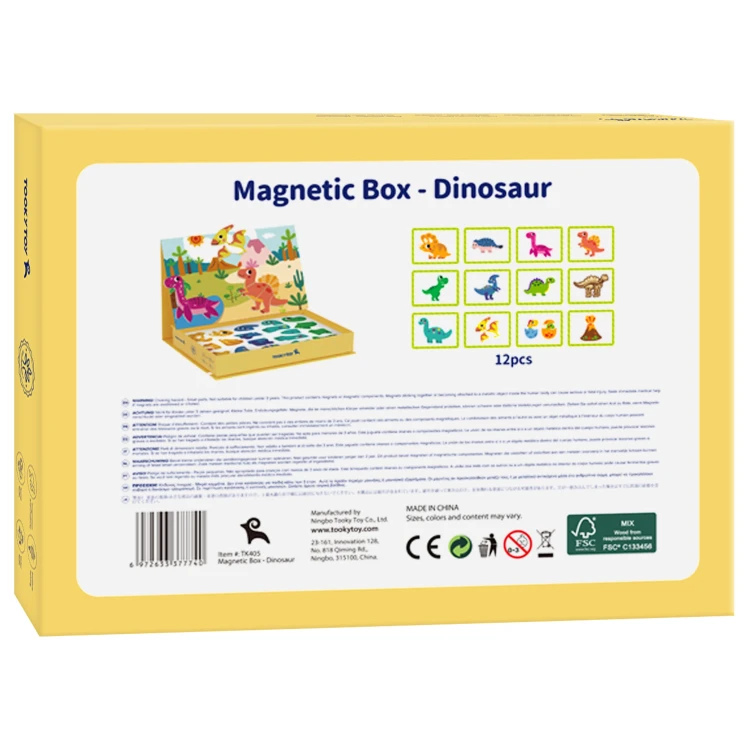 Montaż magnetycznych puzzli krok po kroku — stabilne łączenia elementów dinozaurów w układance TOOKY TOY
