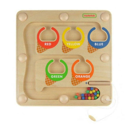 Labirynt magnetyczny MASTERKIDZ — sorter kolorów EDU, widok frontu z kolorowymi elementami manipulacyjnymi