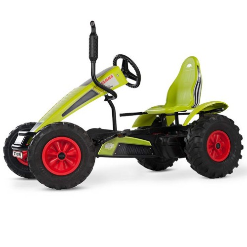 Zbliżenie na tylne koło i mechanizm hamulcowy gokarta BERG Claas XXL-BFR — opona i oś
