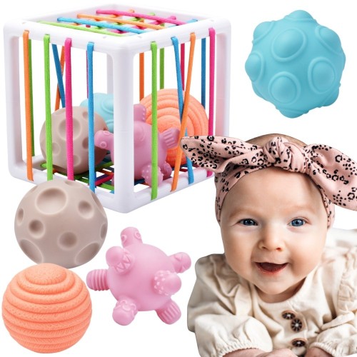 Elastyczna kostka sensoryczna WOOPIE BABY 88 — kolorowy sorter dla dzieci ze zwariowanymi kształtami